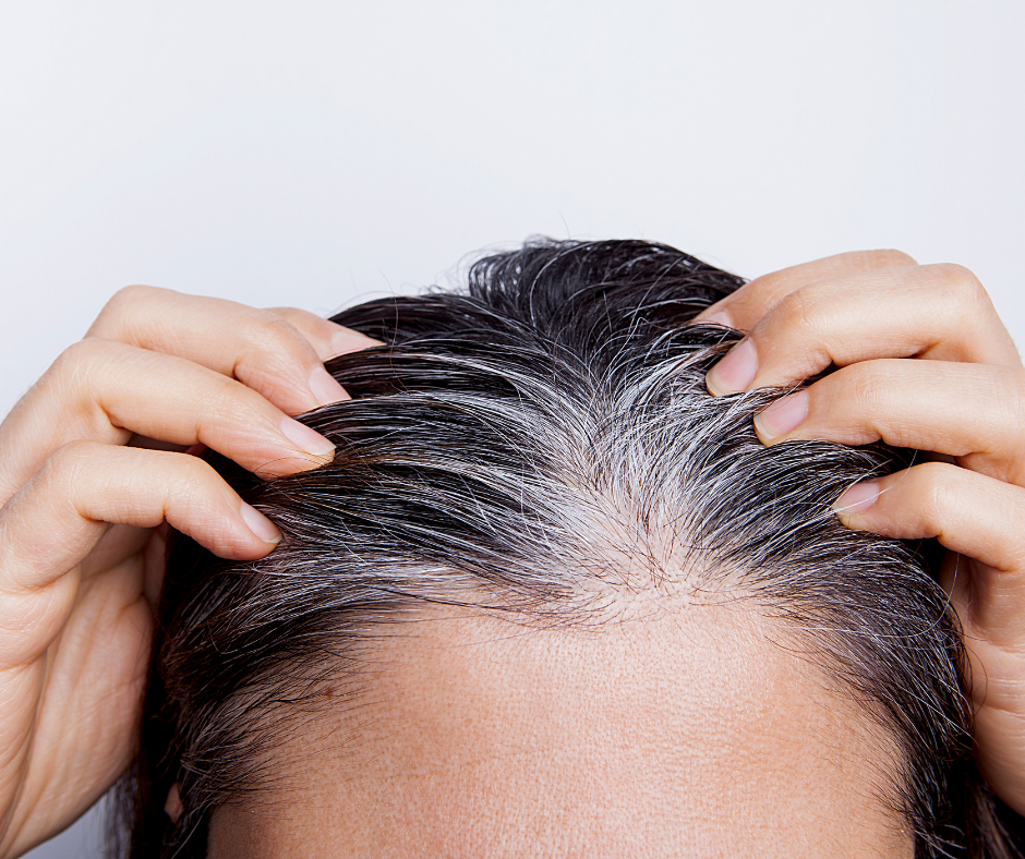Ergrautes Haar